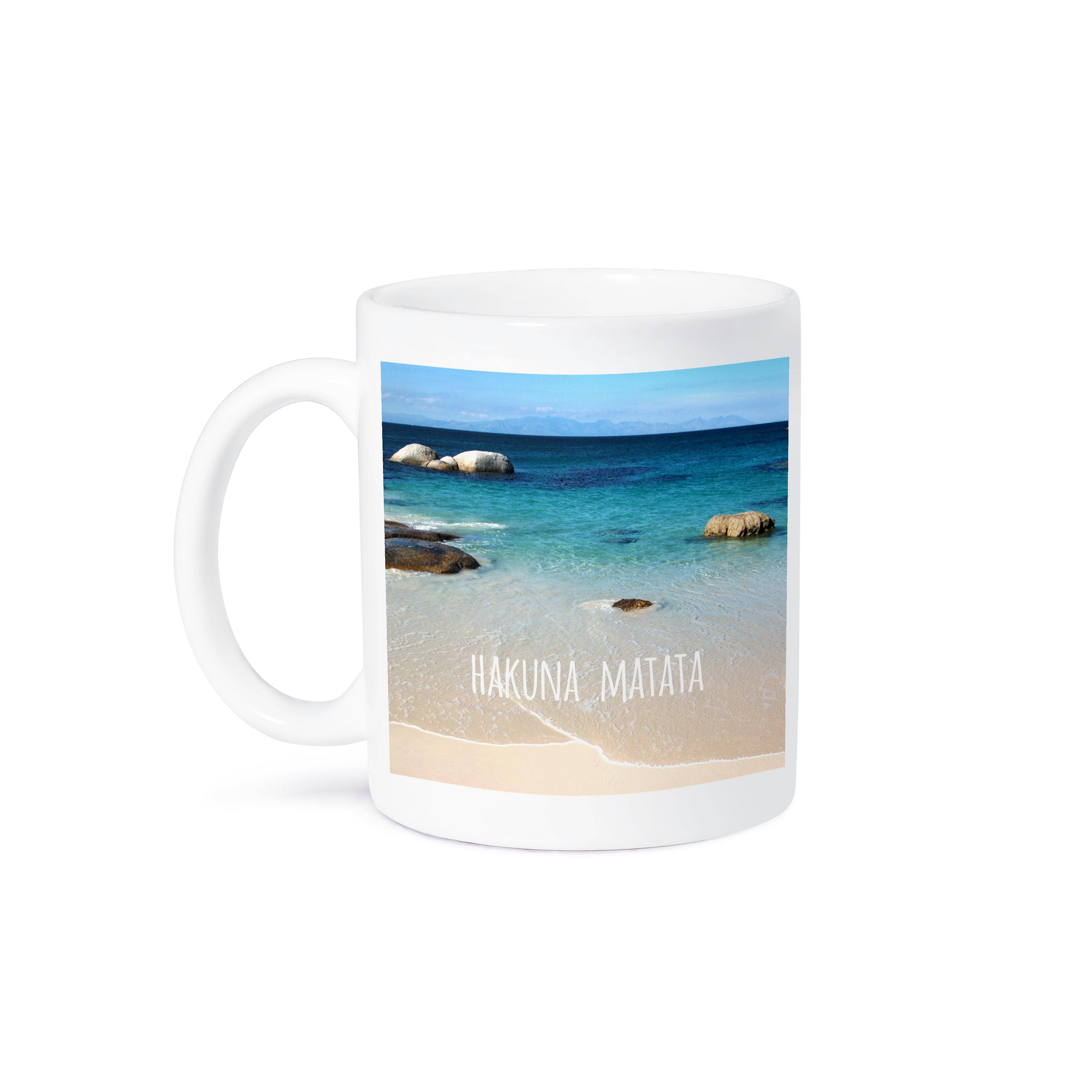 3dRose - Wholesale Coffee Mug - 3dRose, Hakuna Matata - Swahili African for No worries - on beautiful beach - carefree calm ocean sea photo, Mug7