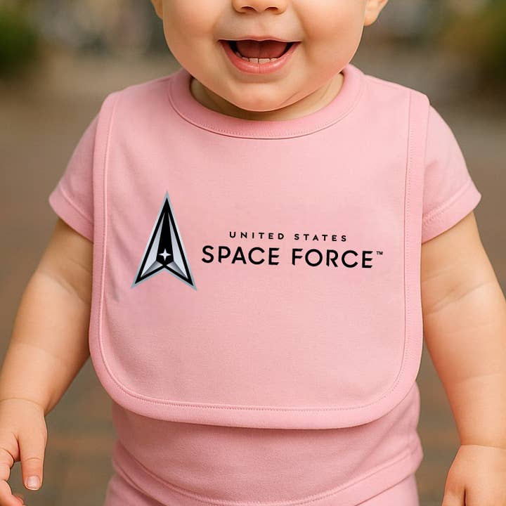Space Force Girls Baby Bib for wholesale by Trooper Clothing