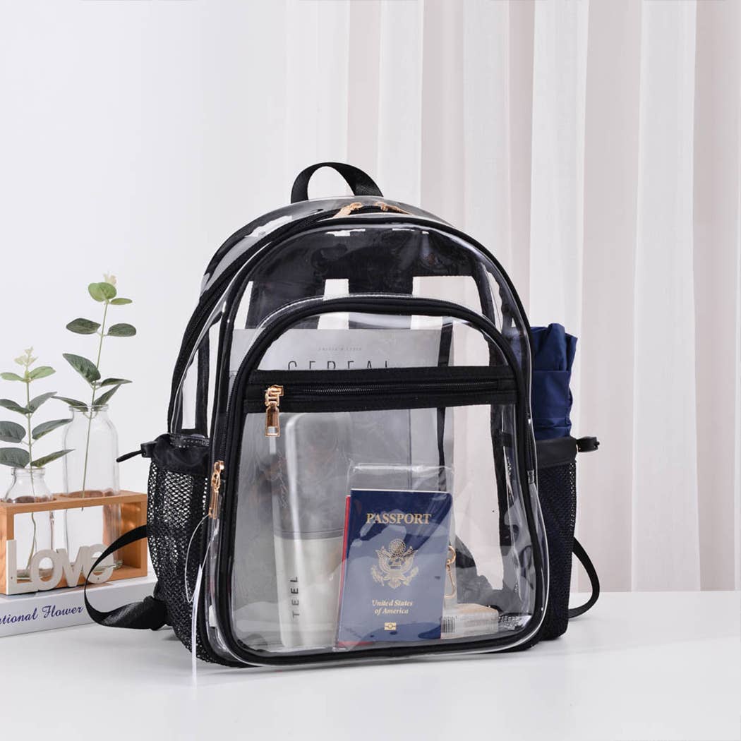 Fashion City - Wholesale Backpack - Women's - Solid Color Outlined Medium Clear Backpack3