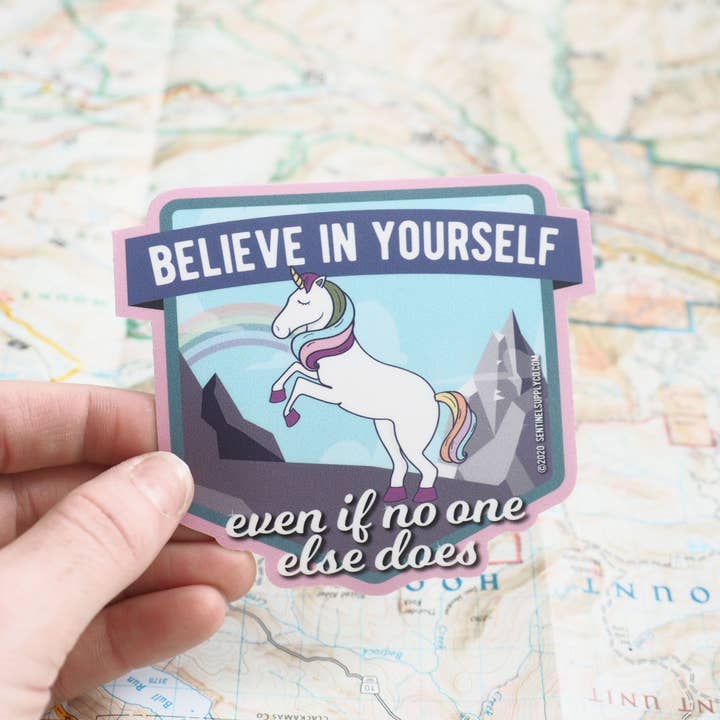 Sentinel Supply - Wholesale Sticker - Believe in Yourself Cute Rainbow Unicorn Sticker1