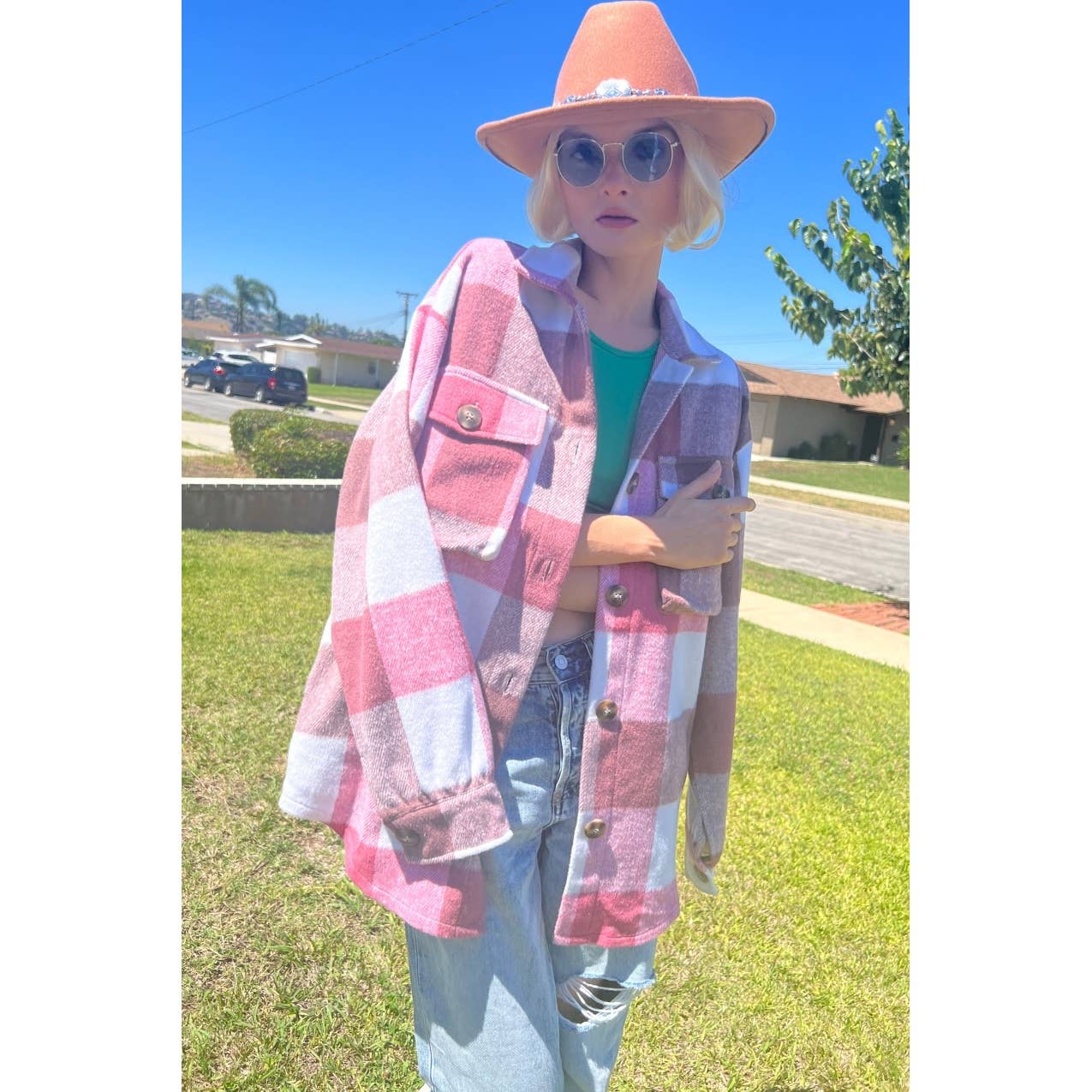 Mapcie – wholesale Jacket – Women's – PLAID SHACKET WITH POCKETS16