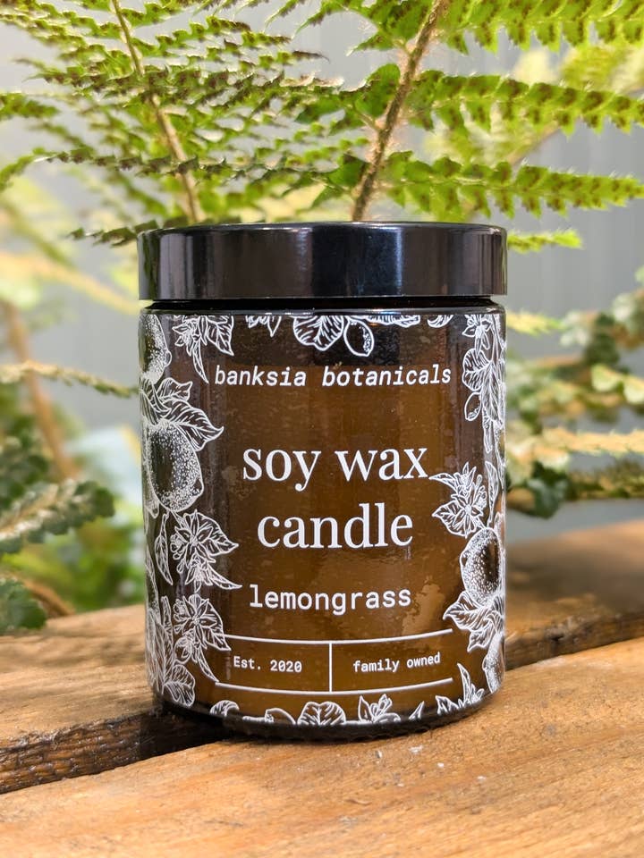 Lemongrass Scented Candle - 100% Vegan Soy Wax for wholesale by Banksia Botanicals