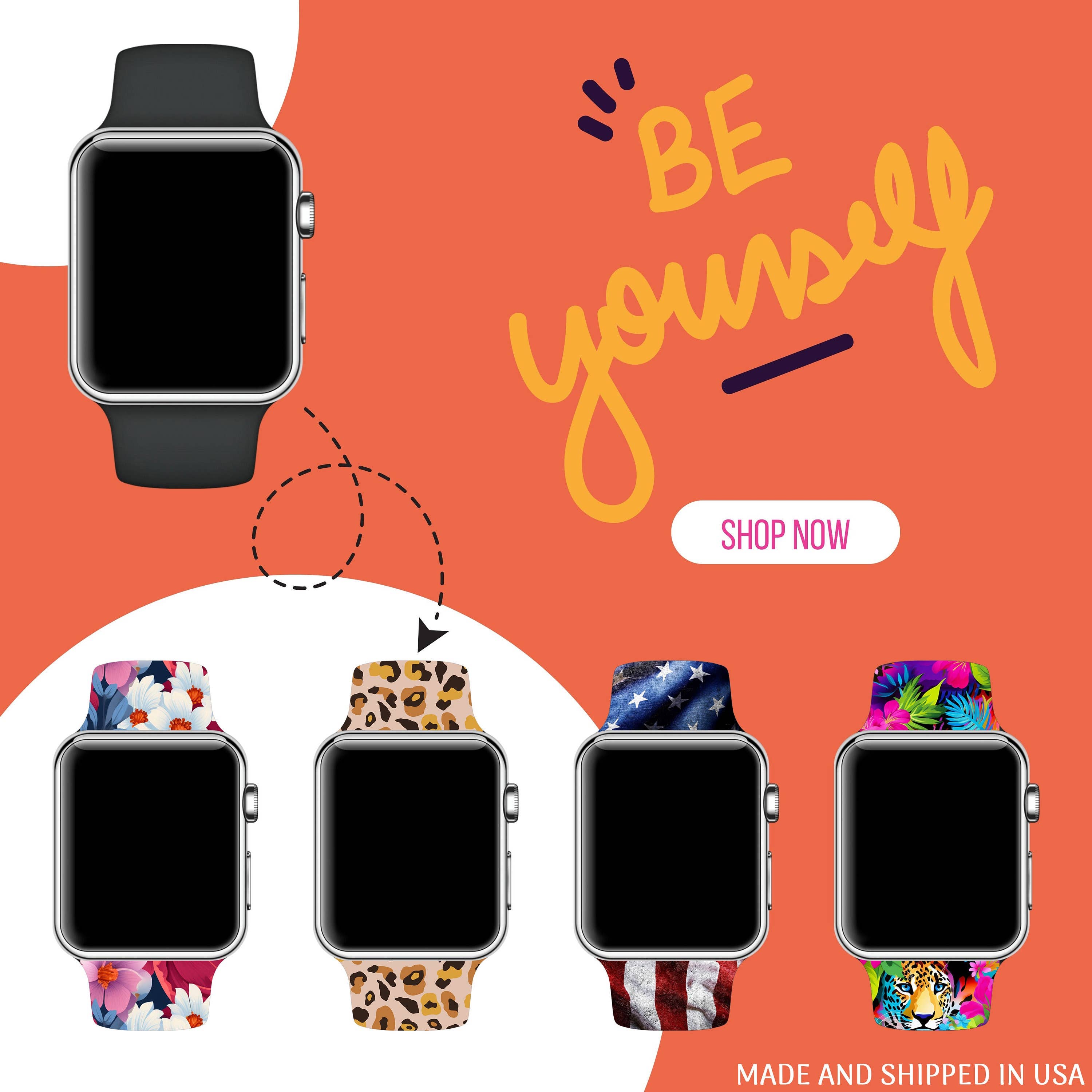 The Printed Llama - Wholesale Watch Band/Strap - Women's - American Flag Band for Apple Watch Series 1-9, SE2, Ultra6