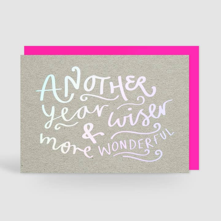 Klokare och mer underbar födelsedag holografisk foliekort för wholesale av Jane Katherine Houghton Designs
