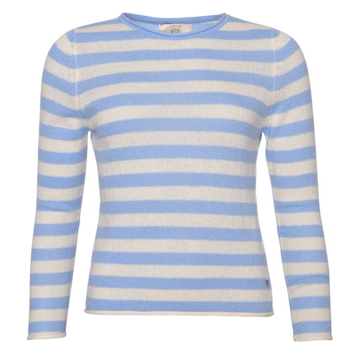 Suéter de cachemira rayado Letitia-cs en Milky Sky para venta al por mayor de cute stuff GmbH