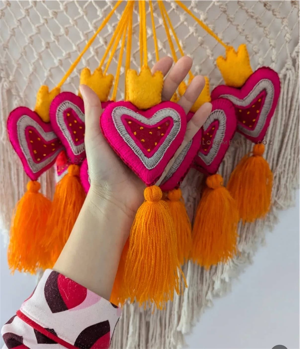 The Faria - Wholesale Purse/Bag Accessory - Women's - Mexican embroidered Heart tassel / heart with tassel