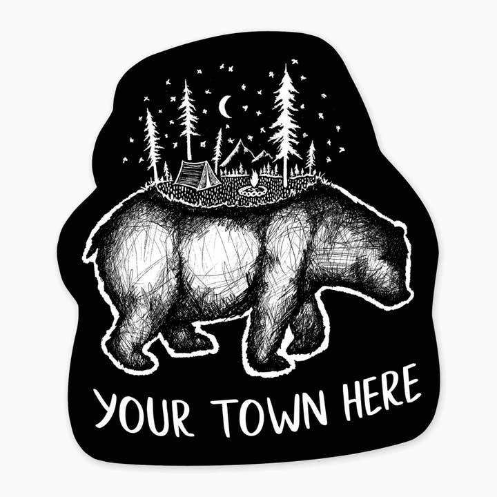 Camp Bear - 3" navneskiltikat for engroshandel hos Nice Enough Stickers