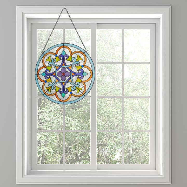 Clara Amber Stained Glass Window Panel Clara Amber Stained Glass Window Panel