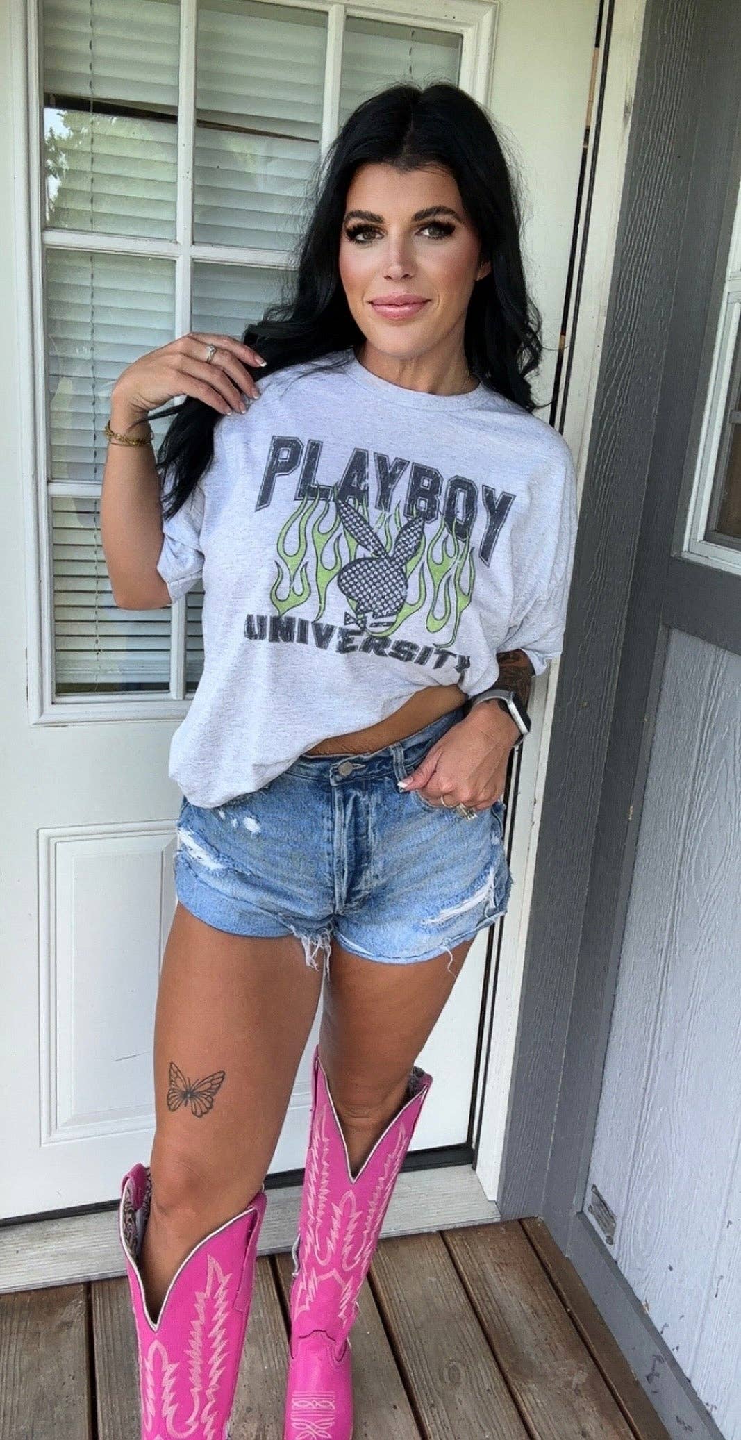 Sugar & Velvet Collective Wholesale - Wholesale Screen Printed T-Shirt - Women's - PLAYBOY UNIVERSITY TEE (SUB)0