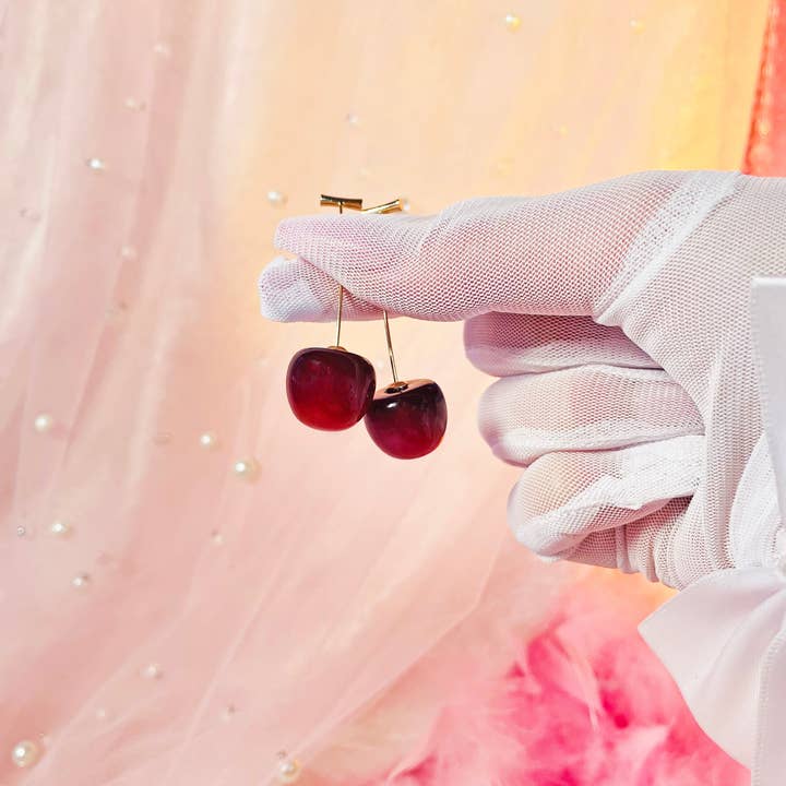 A Shop of Things – wholesale Dangle earrings – Gold Stem Cherry Earrings1