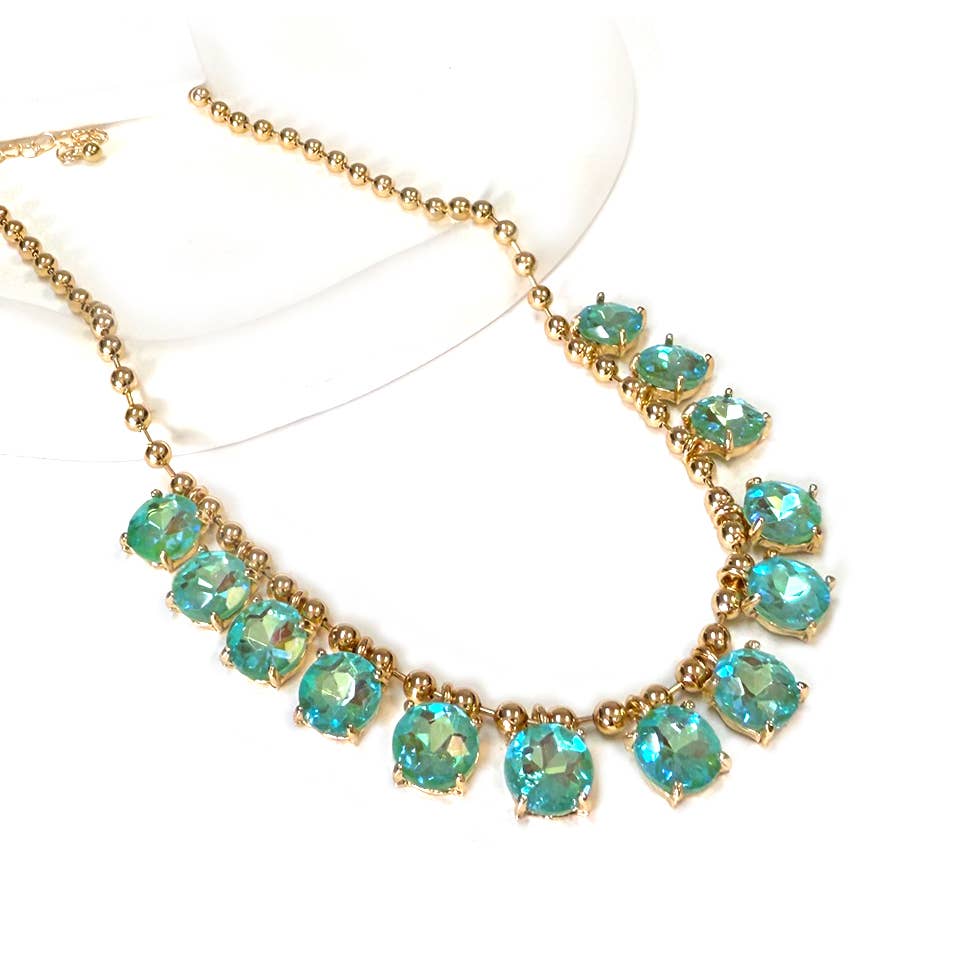 StarryNYC - Wholesale Beaded/Pearl Necklace - Crystal Glass Bead Dangle Station Ball Beaded Chain Necklace22