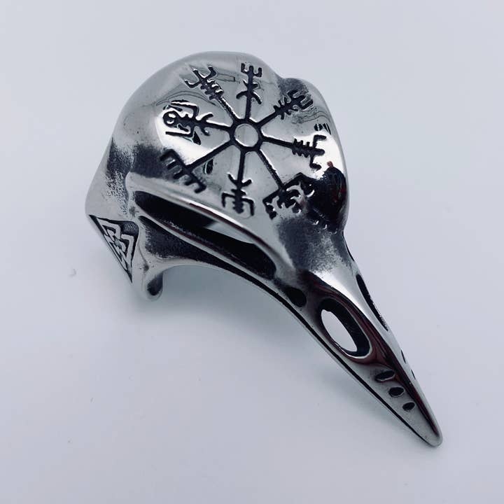 Mio Queena - Wholesale Signet Ring - Viking Stainless Steel Men's Crow Head Ring - MJ/MR