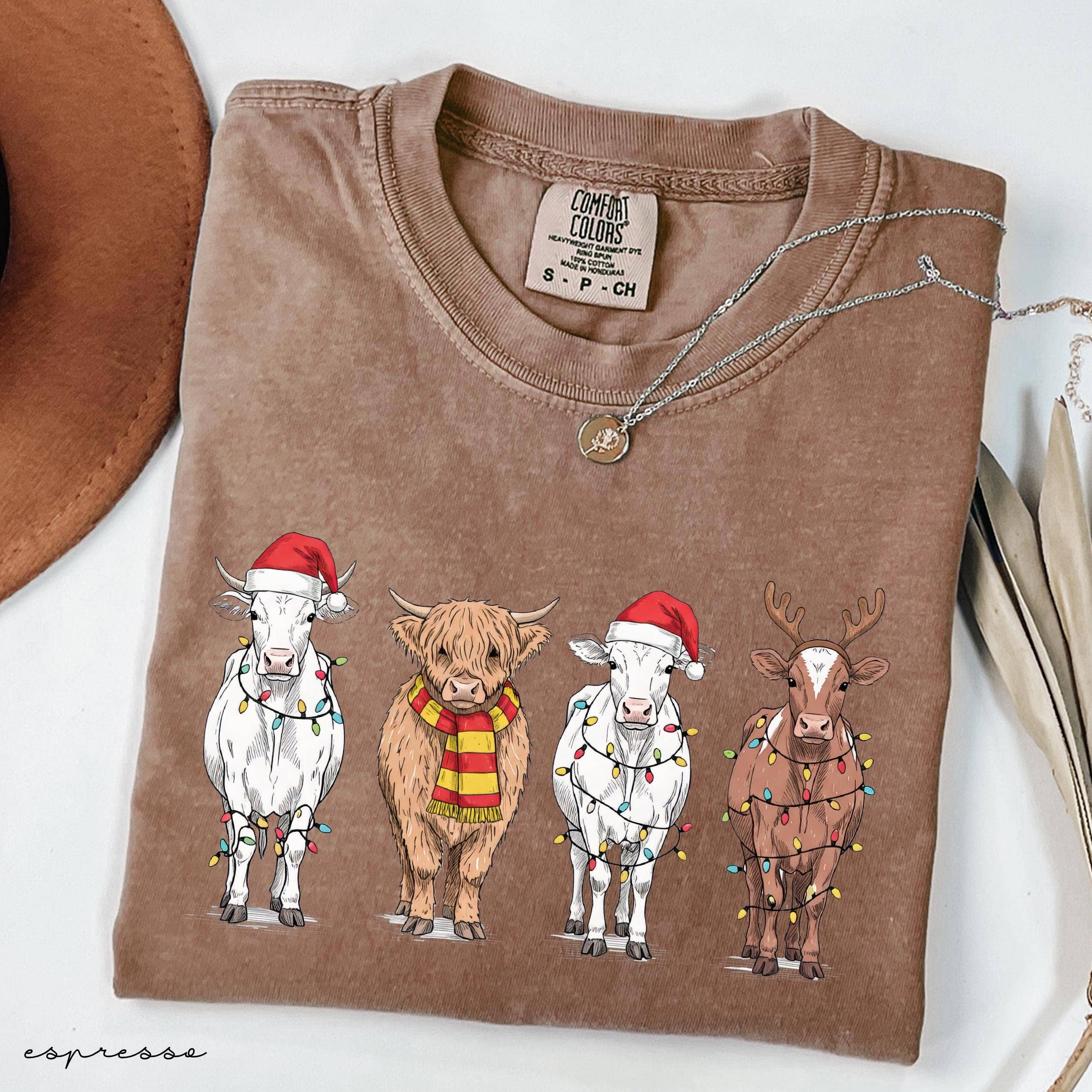 Glaime - Wholesale T-Shirt (Graphic) - Women's - Comfort Colors Mooey Christmas Cow Shirt, Mooey Christmas 3