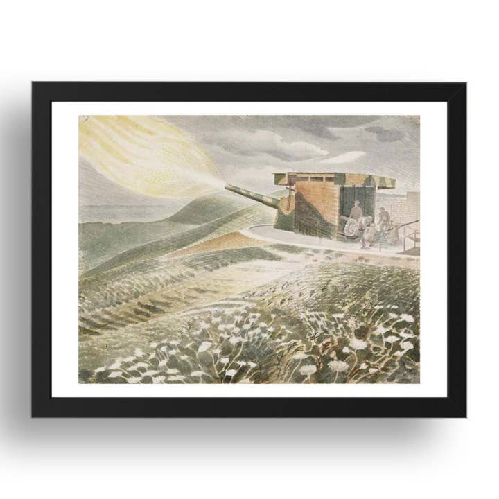 Disparo_de_uma_arma_9.2_por Eric Ravilious, Moldura de 17x13" por atacado de PERIOD PRINTS