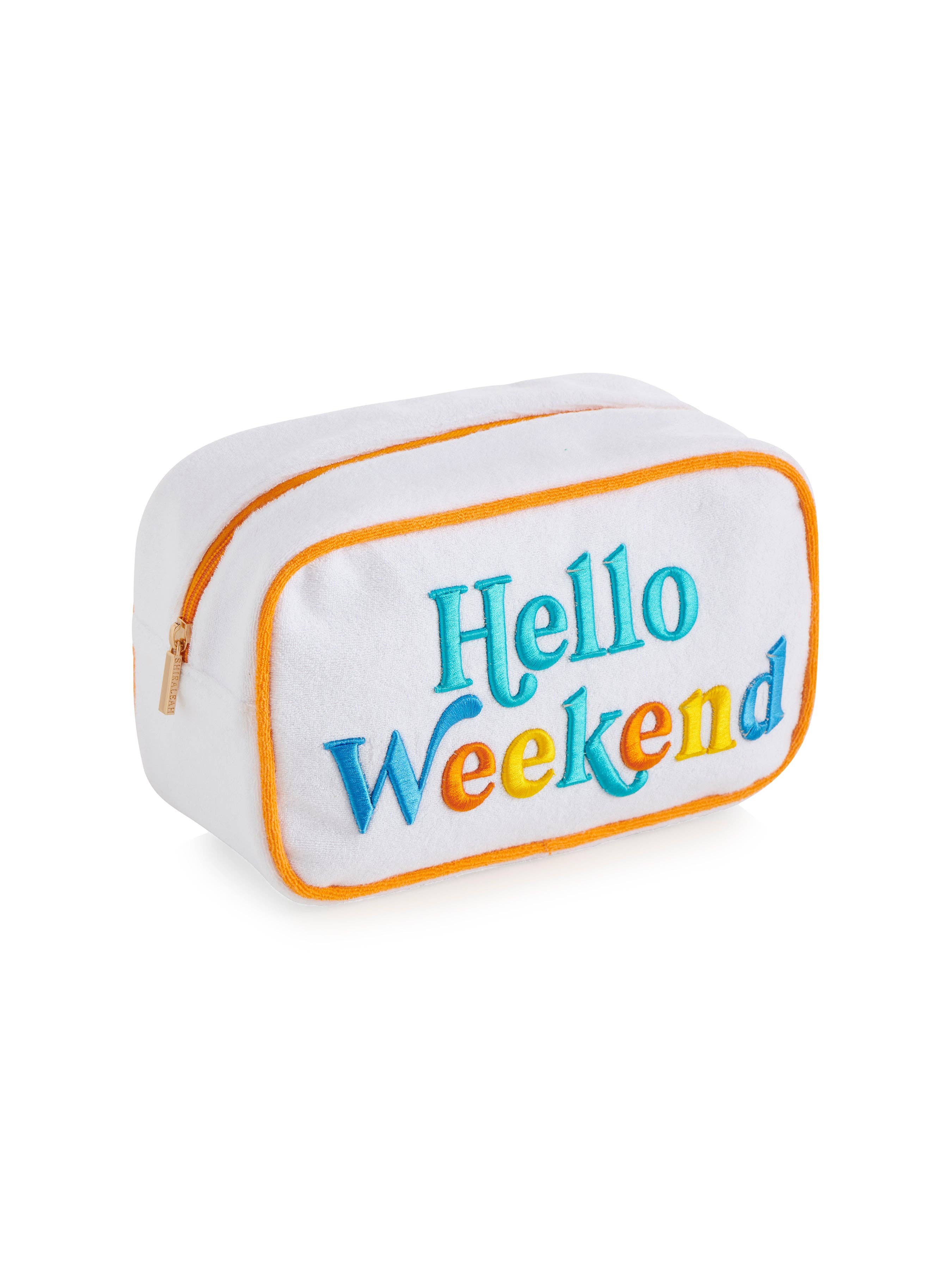 Shiraleah - Wholesale Pouch - Women's - CABANA "HELLO WEEKEND" MEDIUM ZIP POUCH, WHITE0