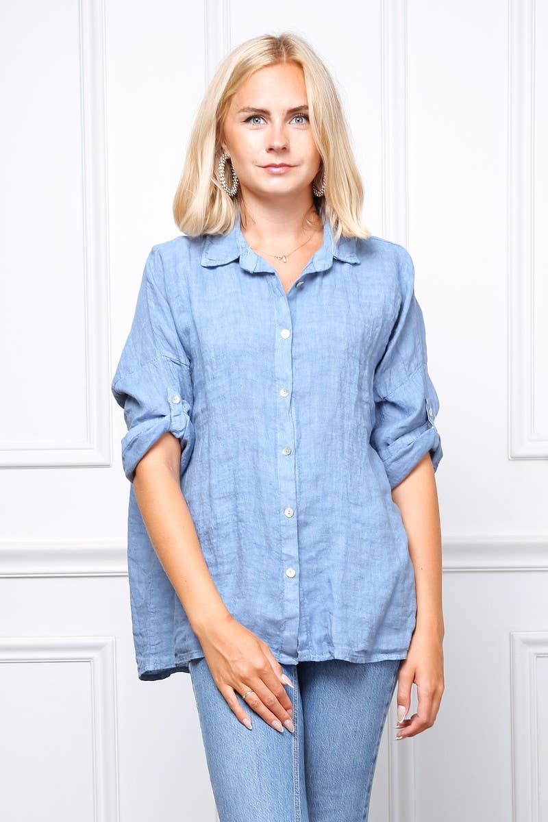 Happy look - Wholesale Button Down Shirt - Women's - Loose linen shirt 16