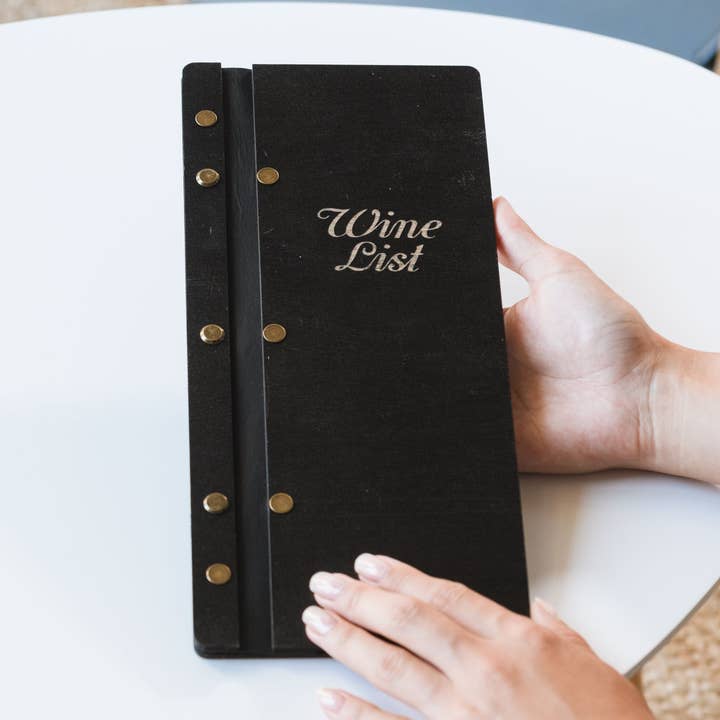 Wooden Wine List Holder Fastened On Leather Strap for wholesale by Inko Horeca Accessories