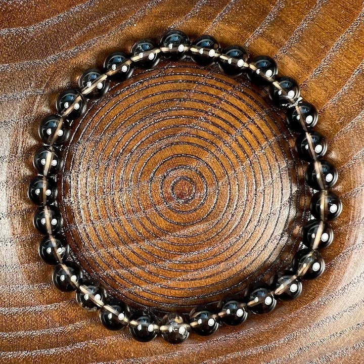 Smoky Quartz Crystal Beaded Bracelet 4mm - Average Wrist for wholesale by Namu Baru Inc.