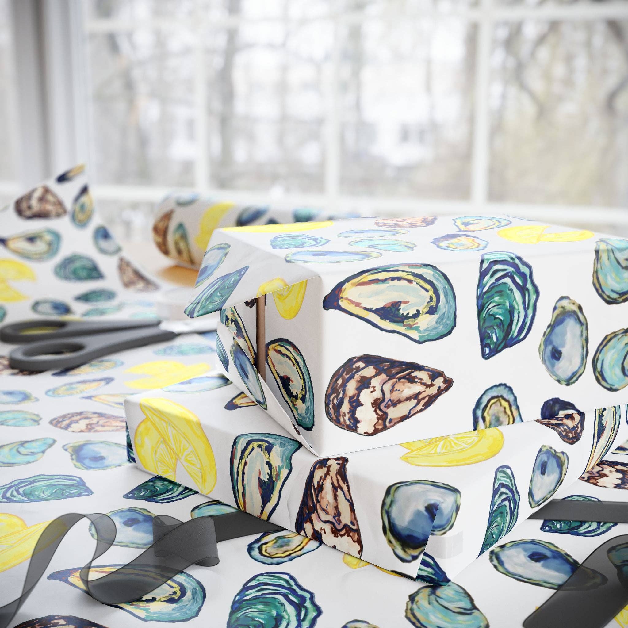 Blue Cava - Wholesale Flat Wrap - Oyster-Inspired Wrapping Paper | Eco-Friendly Gift Wrap13