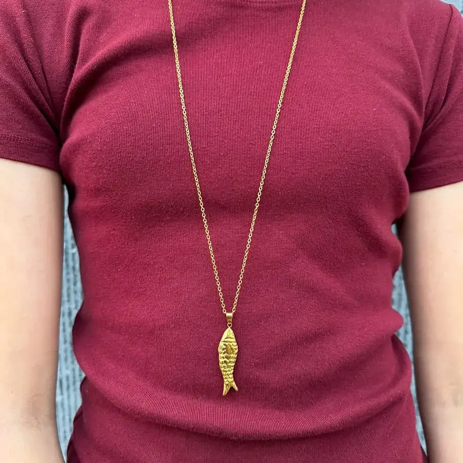 LOUIZ - Wholesale Pendant/Charm Necklace - LOUIZ Long Necklace with Fish Charm1