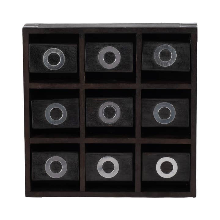 Sagebrook Home - Wholesale Board Game - Black 10x10 in. Wood Square Revolving Tic Tac Toe Game