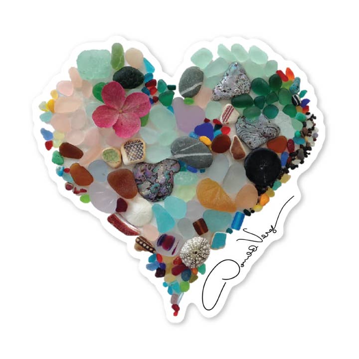 Seaglass Heart Sticker Christmas Xmas Valentine Day Maine for wholesale by Donald Verger Photography