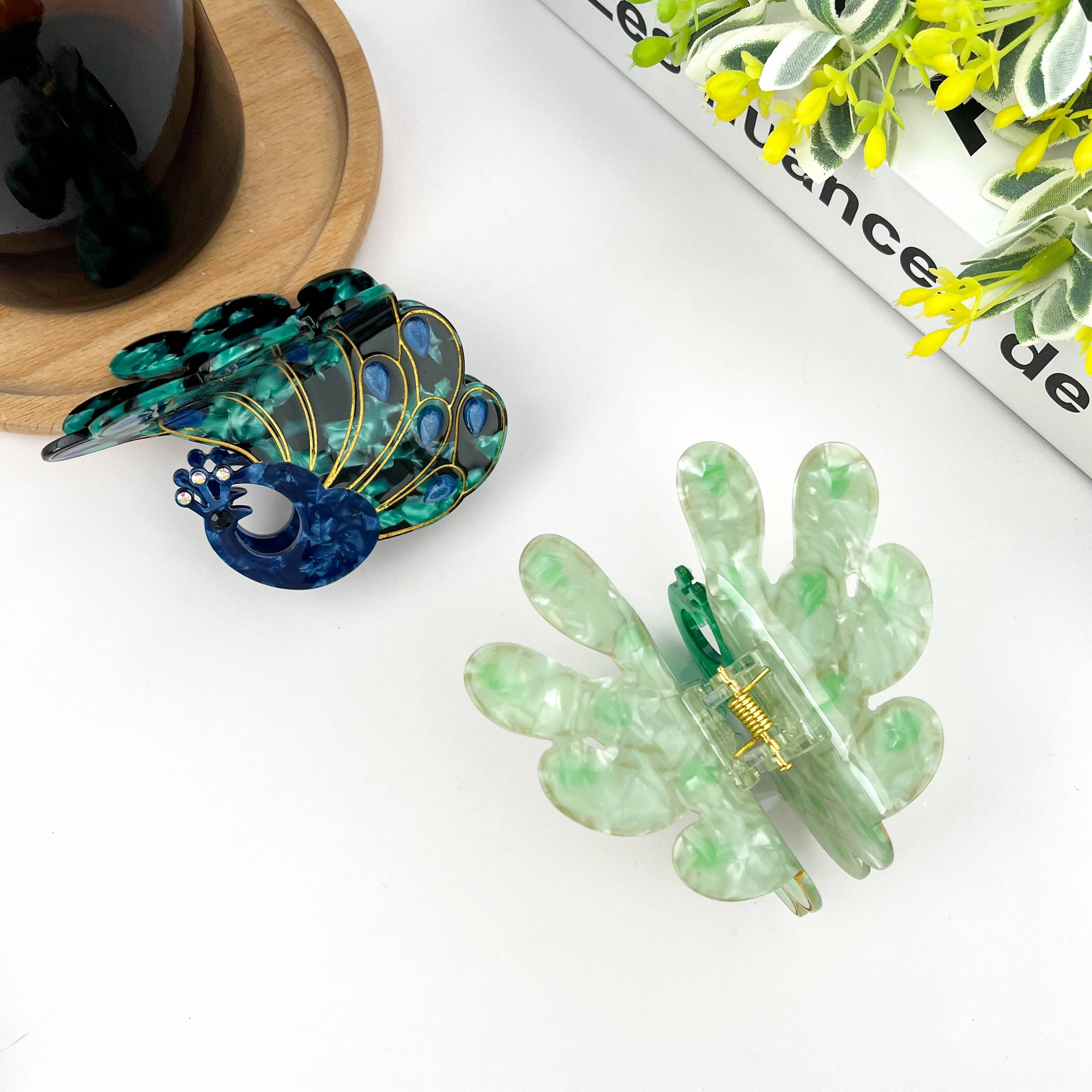 TheDivaSoap – Großhandel Haarclip – Damen – Pfauen-Acetat-Haarspange, Tier-Haarspange9