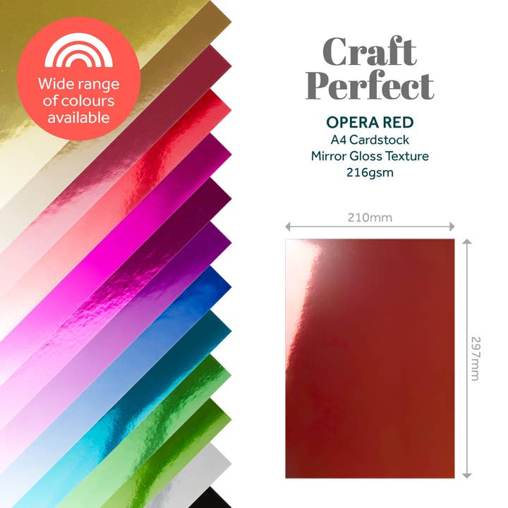 Tonic Studios - Wholesale Craft supplies - Multipack of 4 Mirror Card -Opera Red A4 - 9447E43