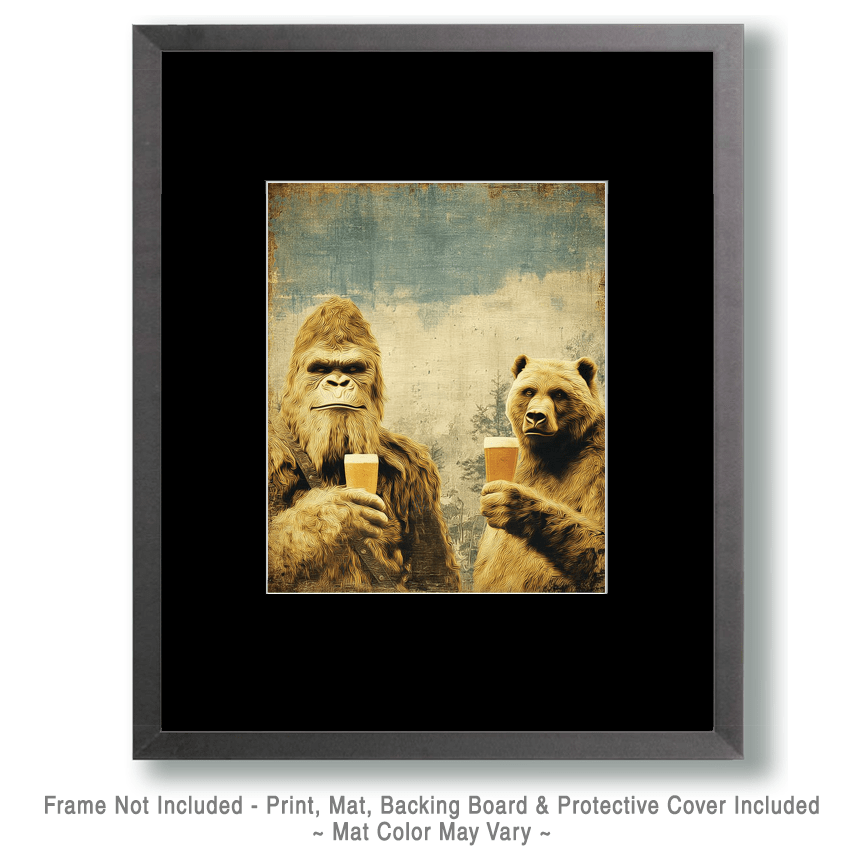 Mowbi - Wholesale Art Print - Beer, Bear & Bigfoot - 8"x10" Artwork for 11"x14" Frame1