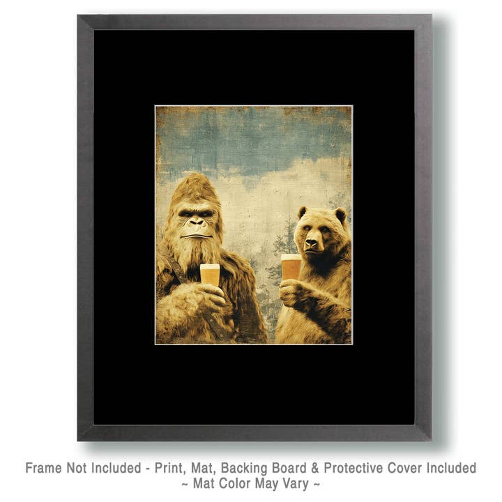 Mowbi - Wholesale Art Print - Beer, Bear & Bigfoot - 8"x10" Artwork for 11"x14" Frame1