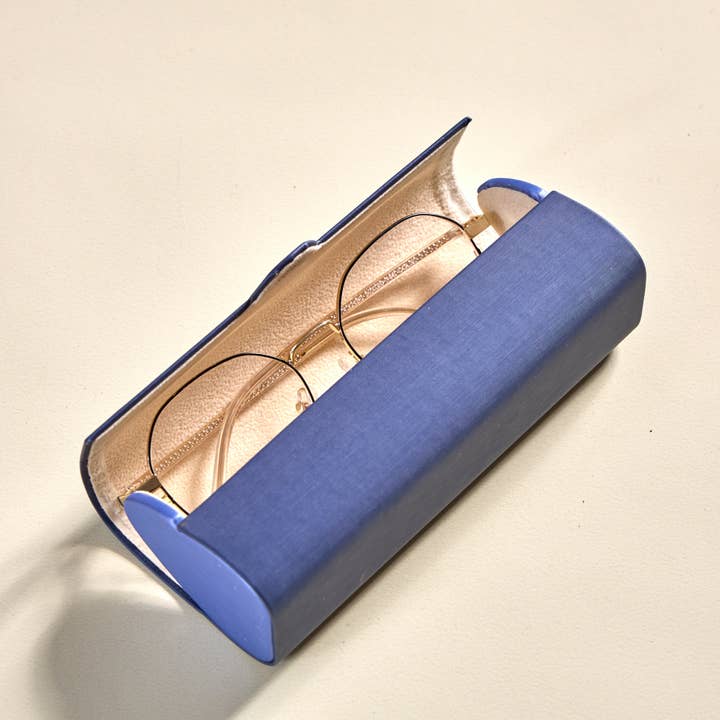 Sparkle Being - Wholesale Eyewear Cases & Holders - Unisex - Vintage-Inspired Magnetic Glasses Case: Retro Cylindrical Design for Stylish Eyewear Protection (Stone Blue)