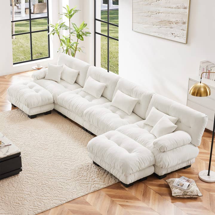 39F Inc. - Wholesale Sofa - Modular U-Shaped 4-Seat Green Chenille Sectional Sofa1