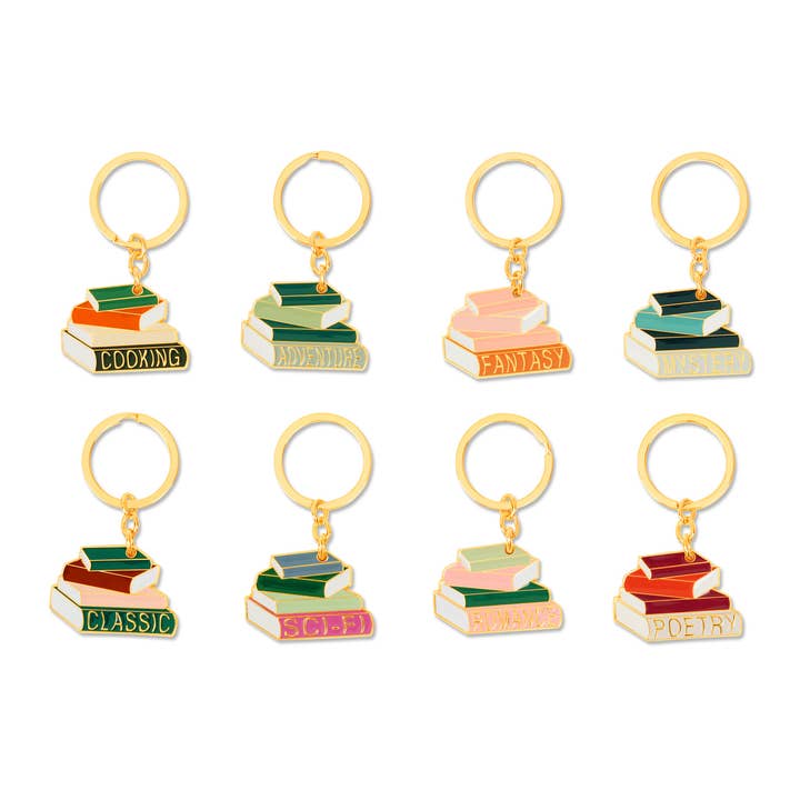 Lucky Feather - Wholesale Keychain - Women's - Book Lover Keychain Assortment - Includes 1 4-pk of each style - 32 pc1