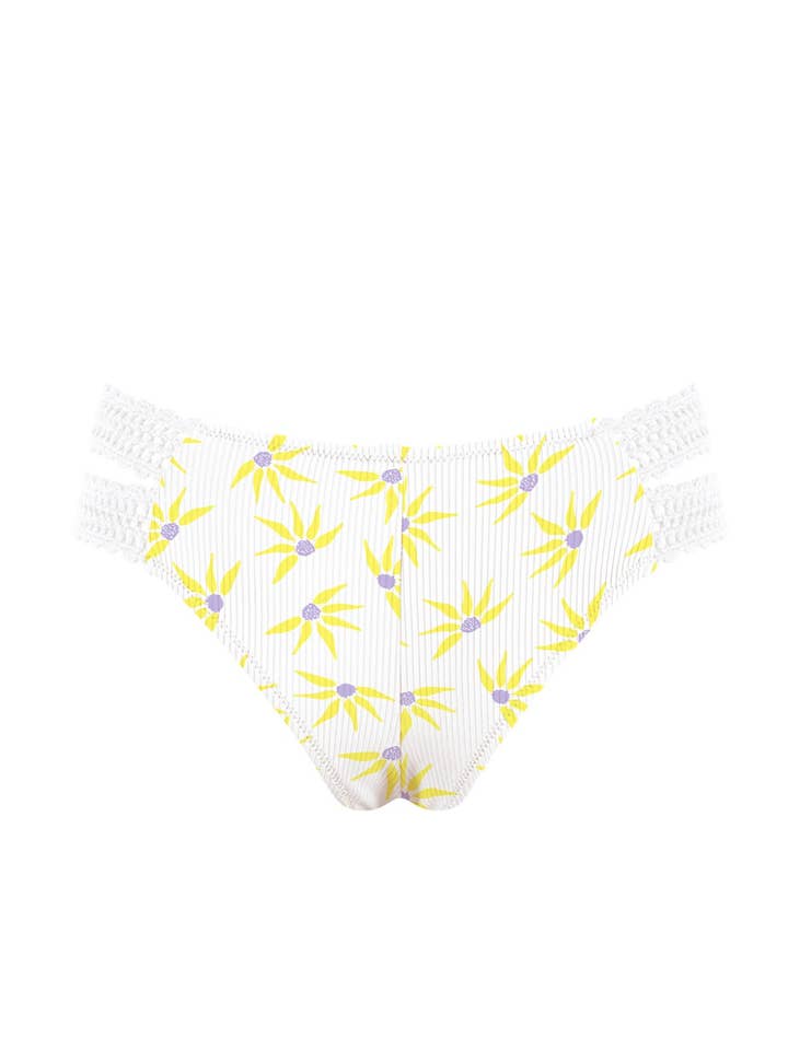 MrMiss Design Studio - Wholesale Swim Bottoms - Women's - Chlamys Varia Brazilian Bikini Bottom Yarn- Gerbera Print