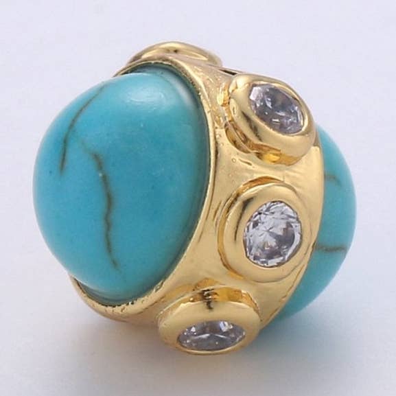 Gold Filled Micro Pave Beads Spacer Beads, for DIY Jewelry Making European Charms Beaded Bracelet, Bead Size 7x7mm Hole 4mm B-324 for wholesale by Aim Eternal