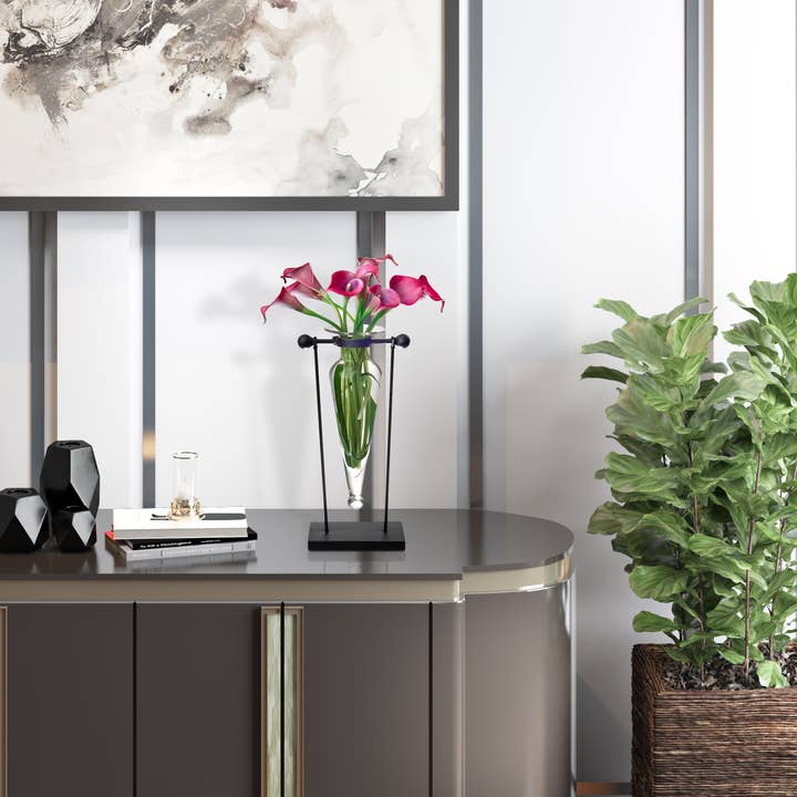 Danya B - Wholesale Vase - Amphora Vase on Swiveling Iron Stand w/Finials & Hinge