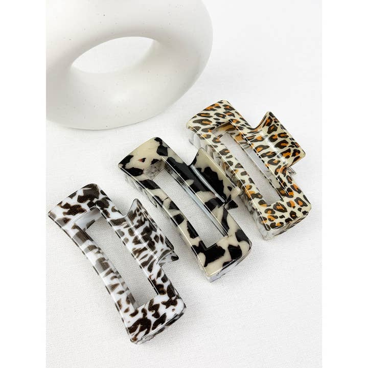 Leopard Print Rectangle Hair Claw Clip for wholesale by Love and Repeat