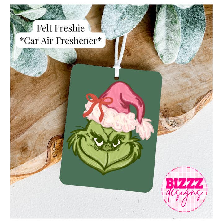 Bizzz Designs – wholesale Car Freshener - Women’s – Grinchmas Cheer Felt Freshies - Christmas Car Air Fresheners1