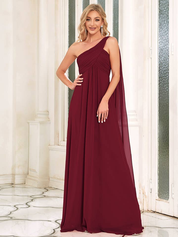Ever-Pretty - Wholesale Gown – Women's - Elegant Pleated One-Shoulder Bridesmaids Dress
