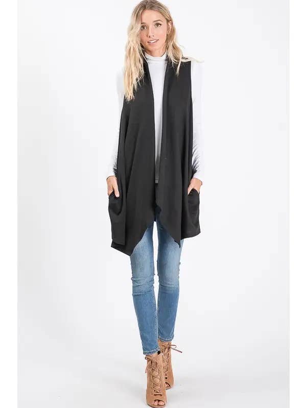 Stylish Wholesale - Wholesale Outerwear Vest - Women's - SOLID DRAPED VEST HMSJ1003-9910