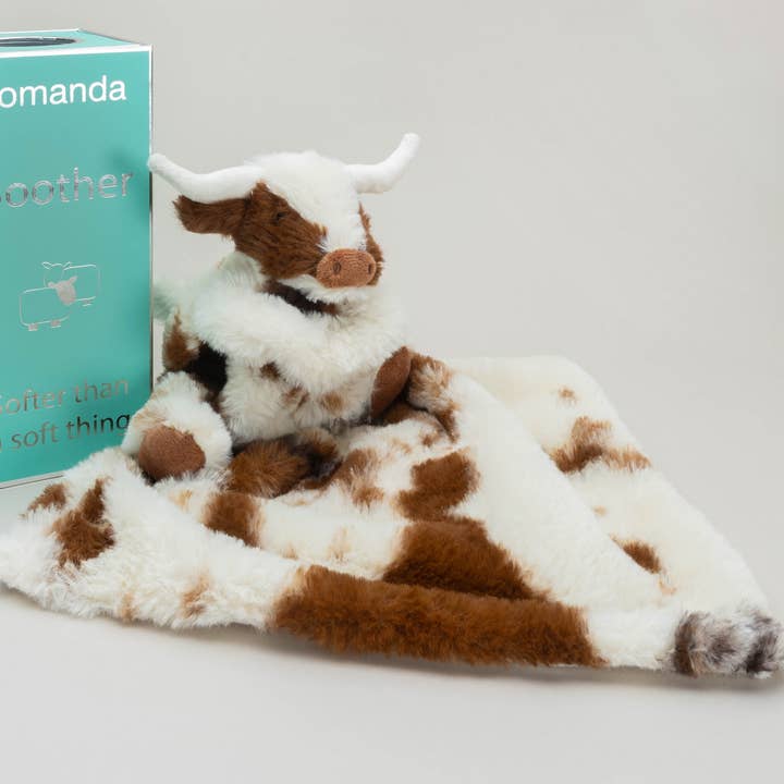 Jomanda Soft Toys & Accessories - Wholesale Security/Cuddle Blanket - Baby - Texas Longhorn Highland Cow Soft Toy Soother Comforter 29cm