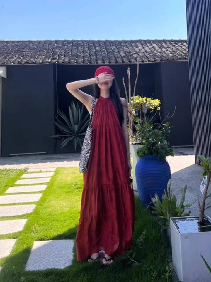 Rouge Robe rétro chinoise moderne printemps 25 chic en vente sur Faire13