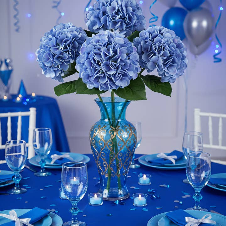 Larksilk - Wholesale Artificial Flowers - 18"Hydrangea, 7" Diameter Blue Faux3