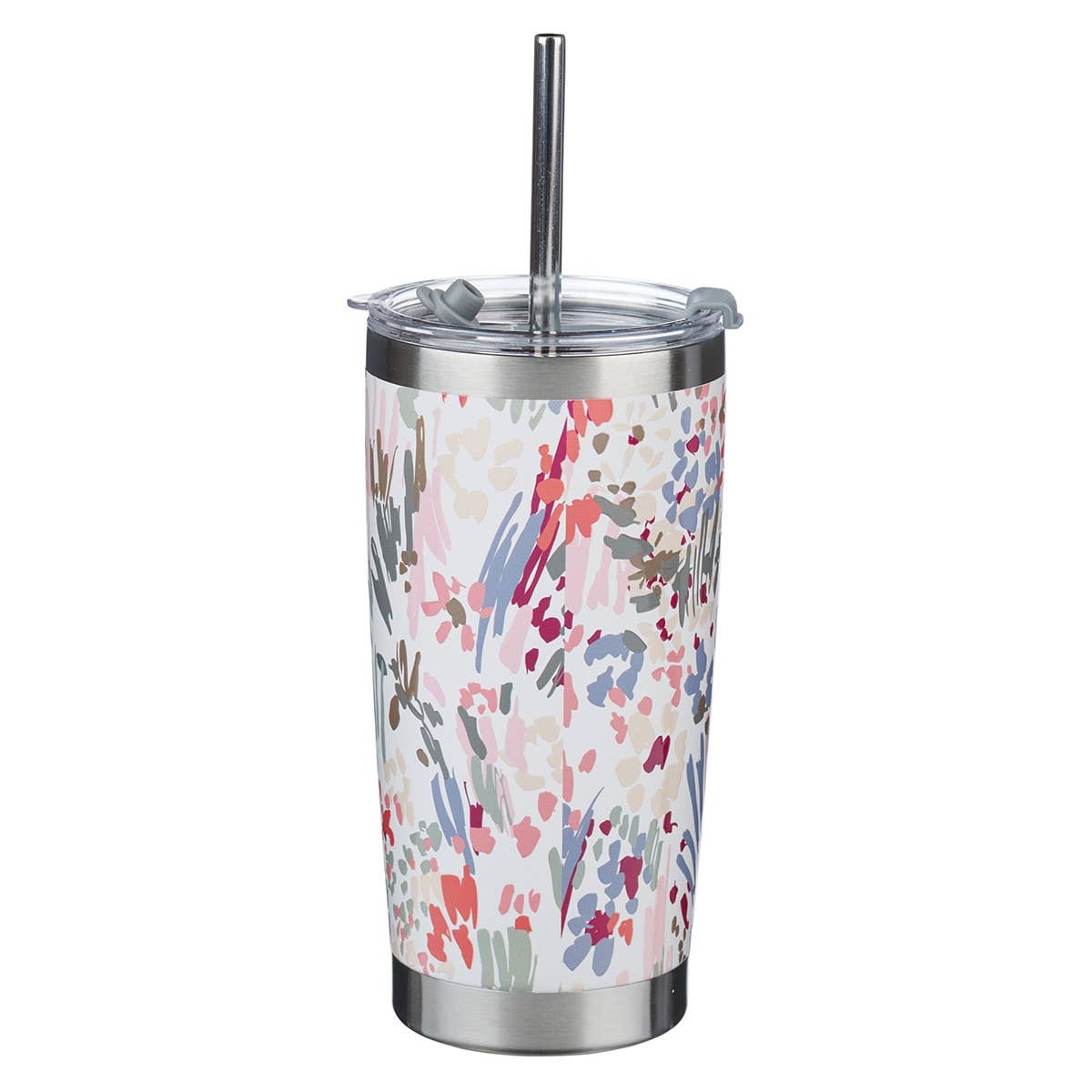 Christian Art Gifts - Wholesale Insulated Mug/Tumbler - Tumbler w/straw SS Floral Everything Beautiful Ecc. 3:111