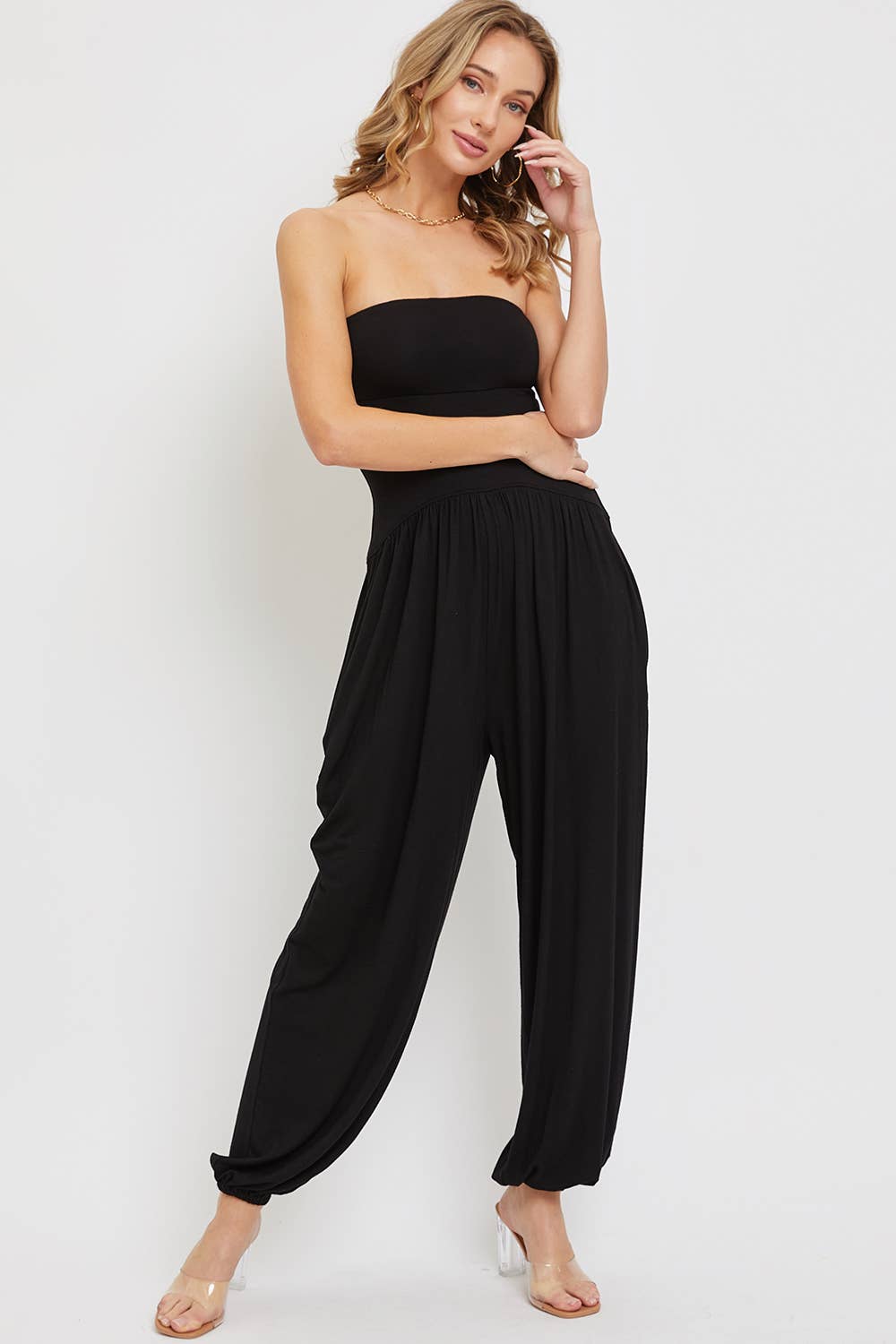Sweet Lovely by Jen - Wholesale Jumpsuit - Women's - TUBE JERSEY DROP-WAIST ONE-PIECE  JUMPSUIT3