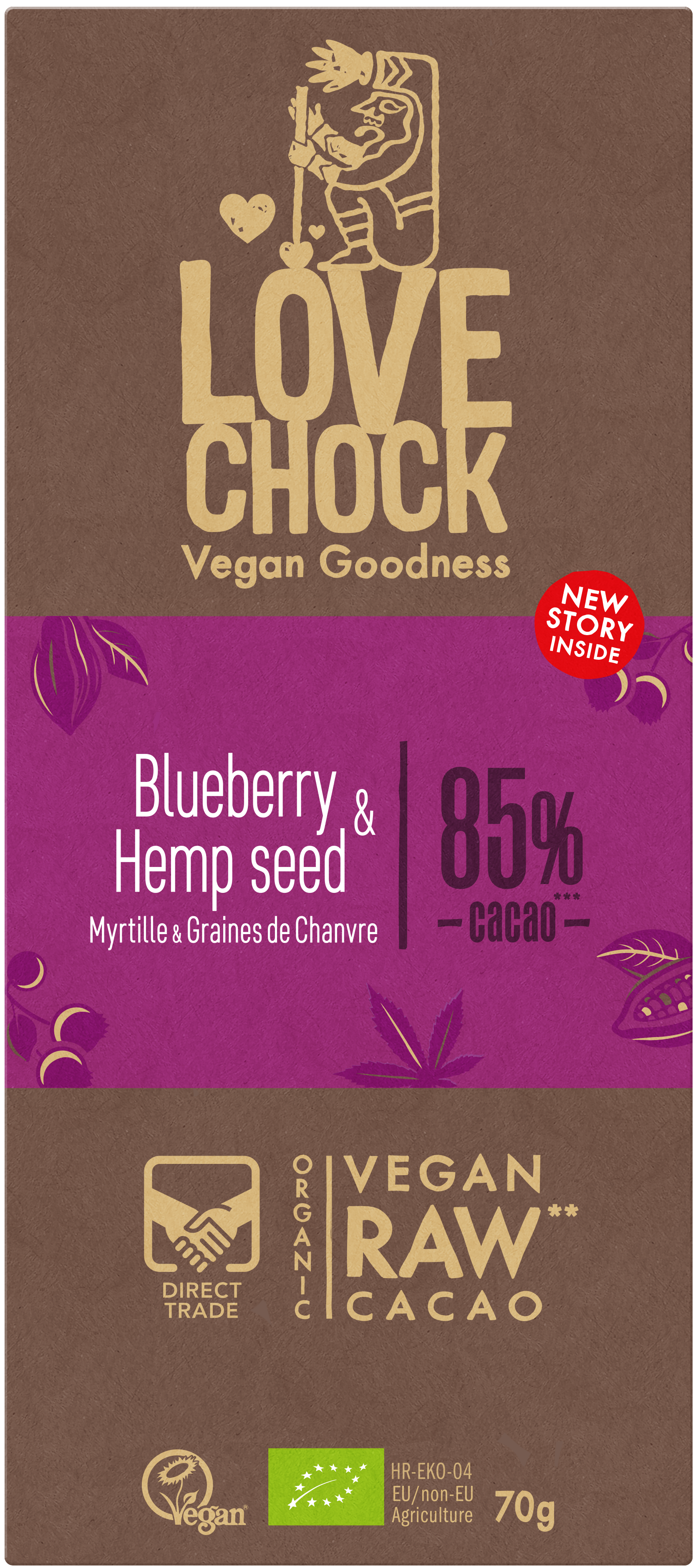 Lovechock NL – wholesale Chokladkaka – 85 % choklad med blåbär och hampafrön – ekologisk, raw, vegansk, hållbar2