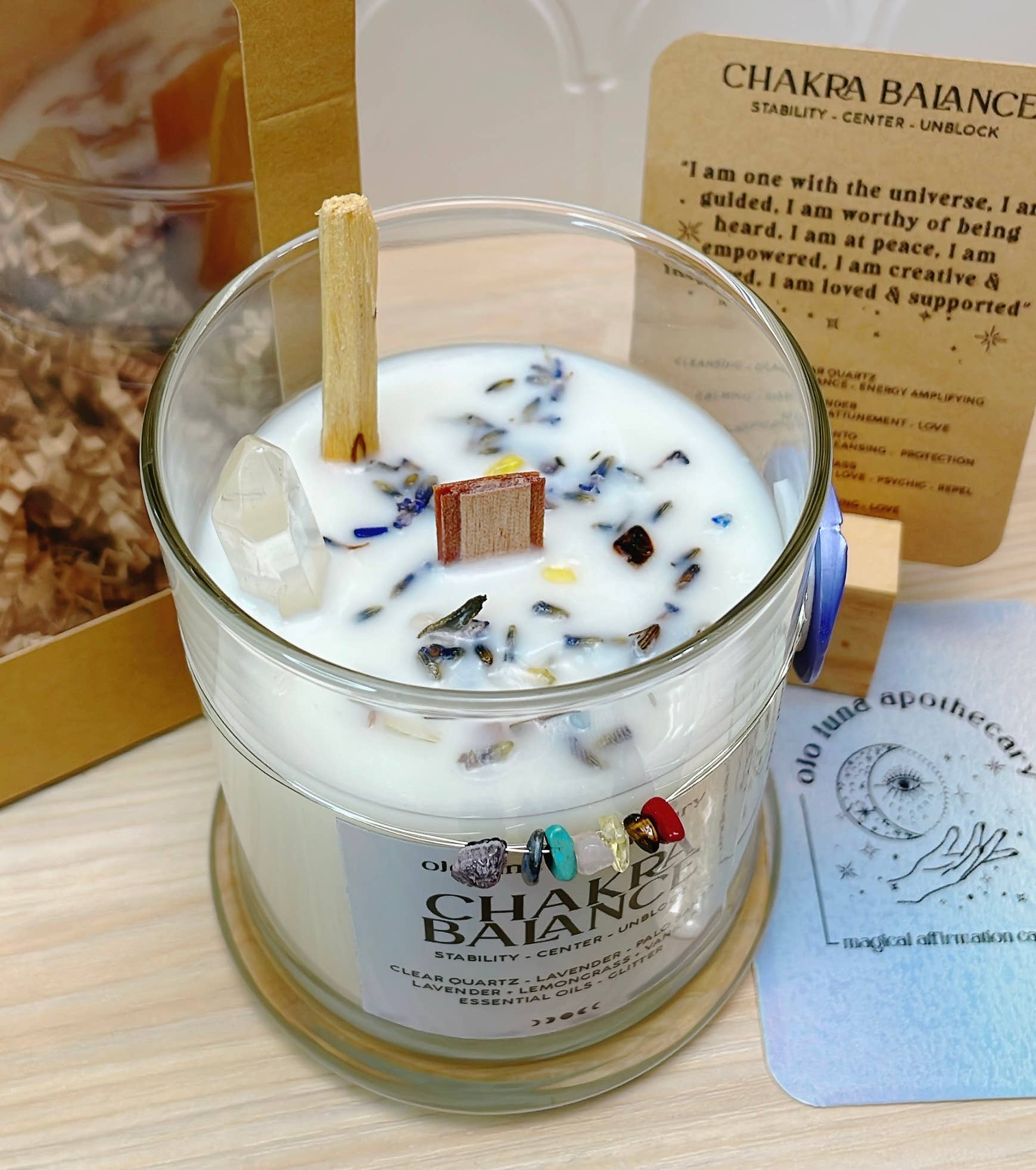 Ojo Luna Apothecary – Großhandel Kerze im Glas / gefüllte Kerze – Chakra Balance Intention Kerze1