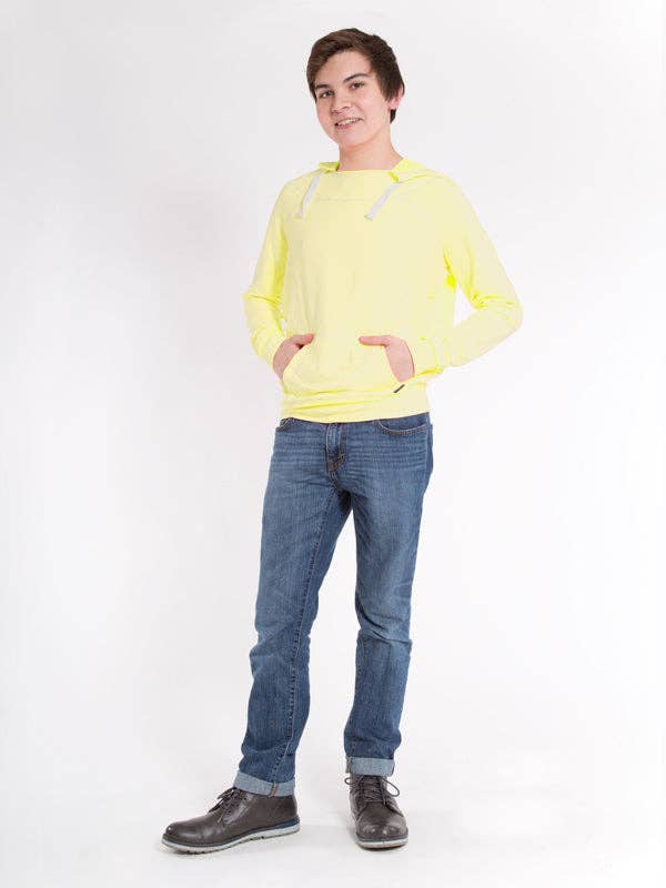 Super Terry Distressed Hoodie, Lemon for wholesale by Sugar And Bruno