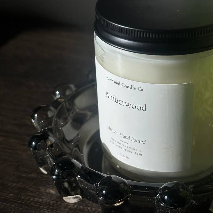 SCULPTURAL GLASS TRAY for wholesale by Ironwood Candle Co.