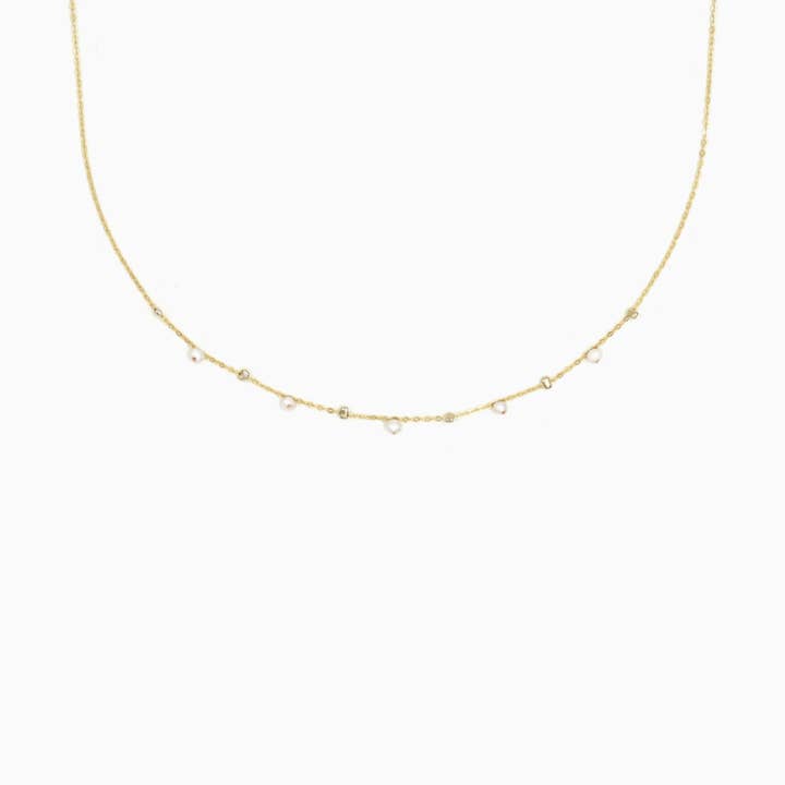 Halskette mit funkelnden Satelliten mit Süßwasserperlen für den Großhandel von Studdedheartz